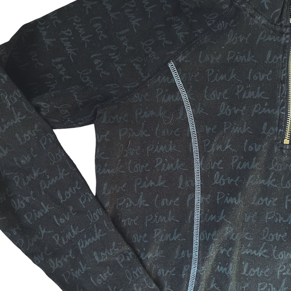 VS PINK Ultimate Yoga Quarter Zip Pullover Small Black Logo Print - Picture 4 of 10